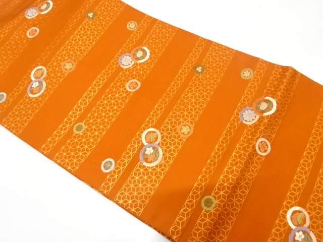 JAPANESE NAGOYA OBI / WOVEN FLOWER ROUNDEL